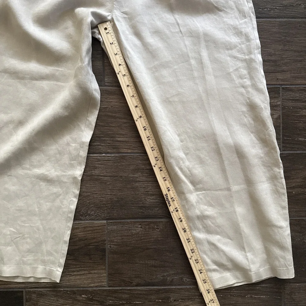 Quince Pants 100% European Linen Women XL Elastic Waist Pull On Driftwood Beige - Picture 8 of 10